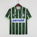 Camiseta Retro Palmeiras Local Verde Oscuro y Gris Claro 1996 - frente