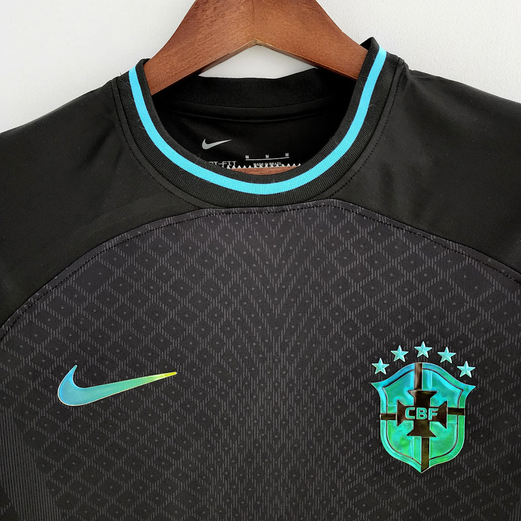 Camiseta Retro Brasil Negra y Blanca Negra 2022 - espalda