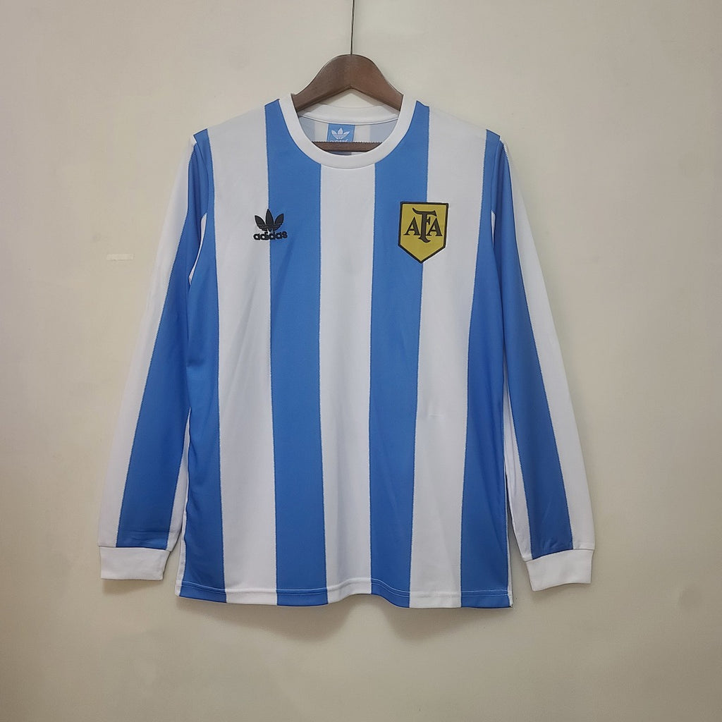 Camiseta Retro Argentina Local Manga Larga 1978 - frente
