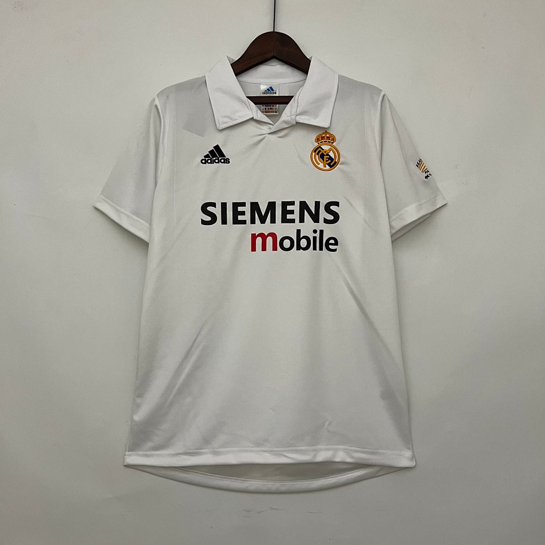 Camiseta Retro Real Madrid Local Gris Claro y Gris 02/03 - frente
