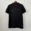 Camiseta Retro Brasil Negra y Gris Claro Negra 13/14 - frente