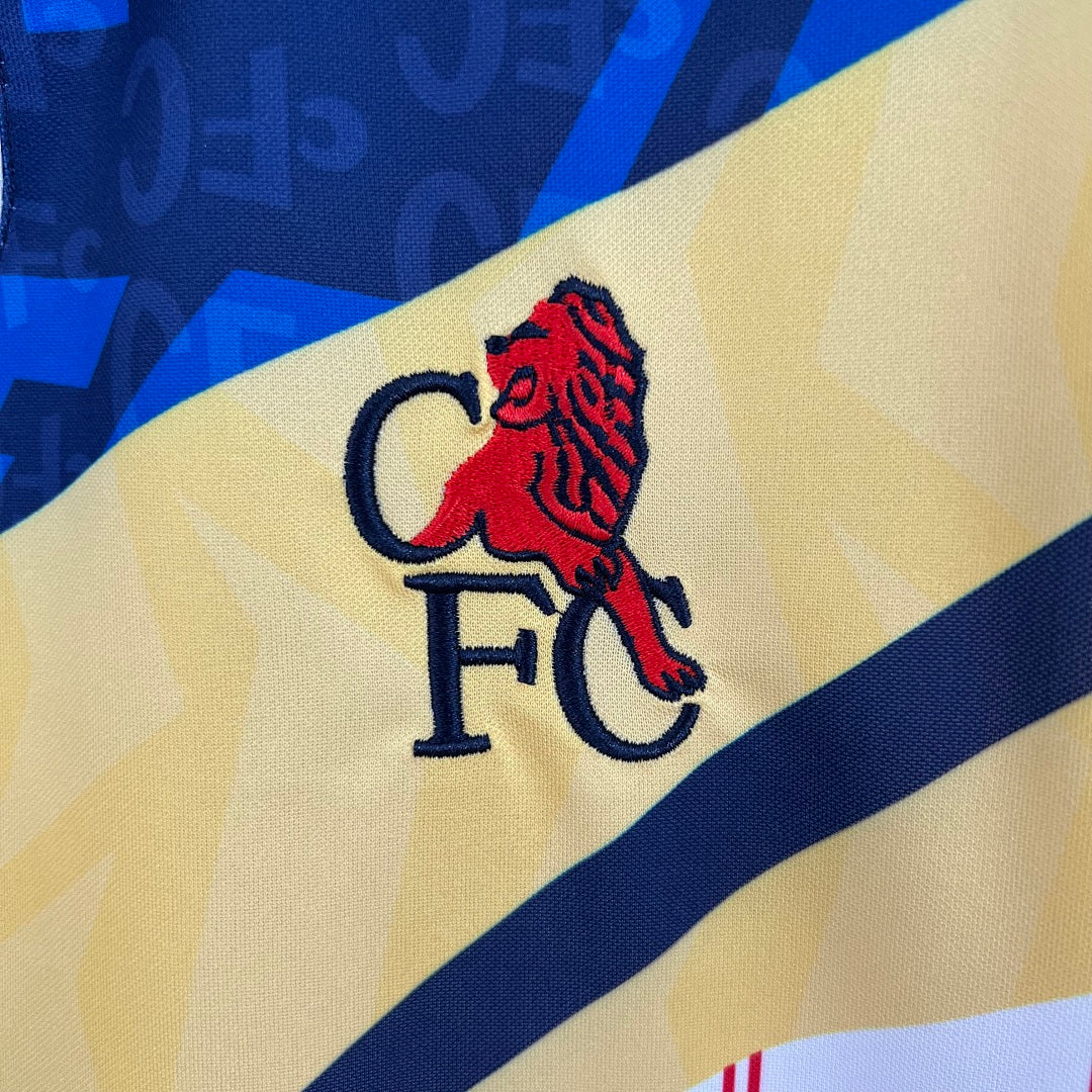 Camiseta Retro Chelsea Azul Marino y Gris Claro 1990 - espalda