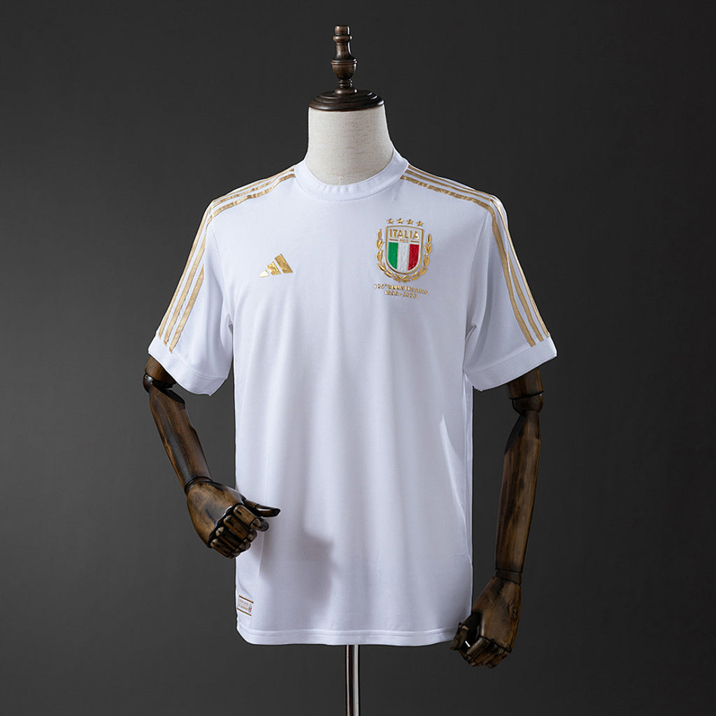 Camiseta Italia Celeste y Gris Blanca 125º Aniversario 2023 - frente