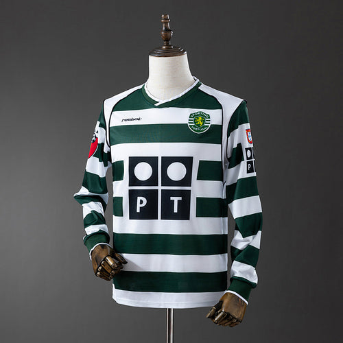 Camiseta Retro Sporting CP Local Manga Larga 01/03 — ENVÍO INMEDIATO (Cristiano Ronaldo #28) - Talla M - frente