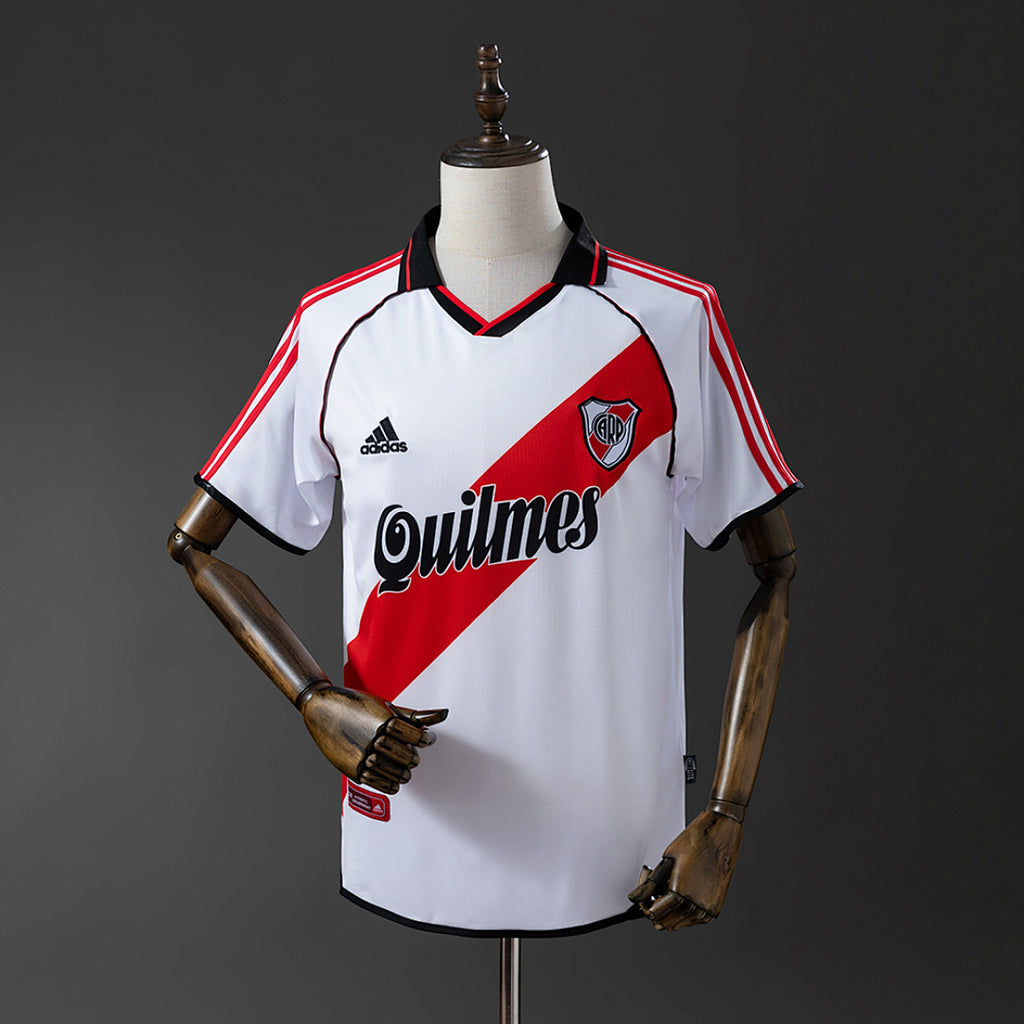 Camiseta Retro River Plate Local Negra y Gris Claro 00/01 - frente