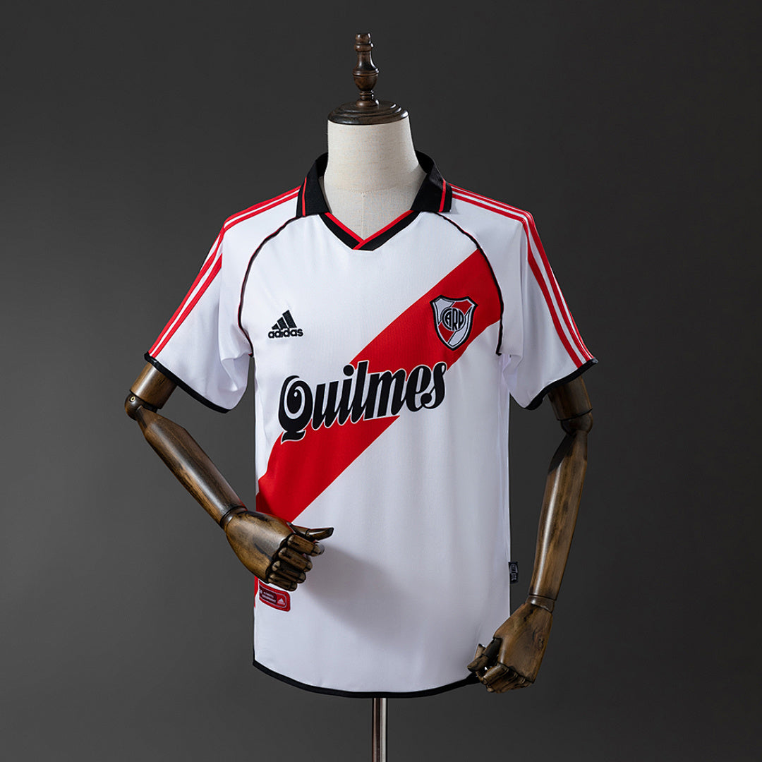 Camiseta Retro River Plate Local Negra y Gris Claro 00/01 - frente