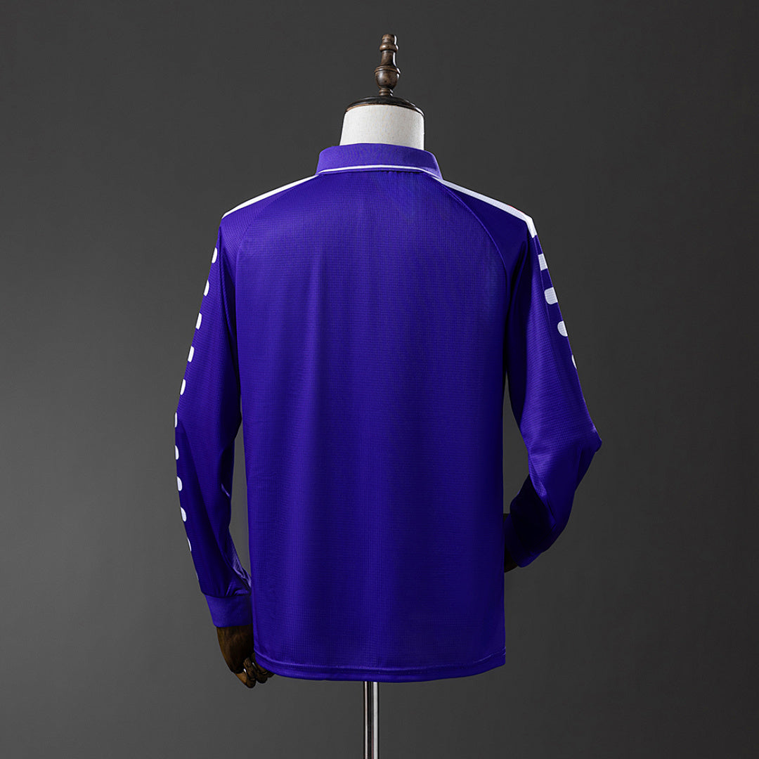 Camiseta Retro Fiorentina Local Azul Marino y Morada Manga Larga 1998 - espalda