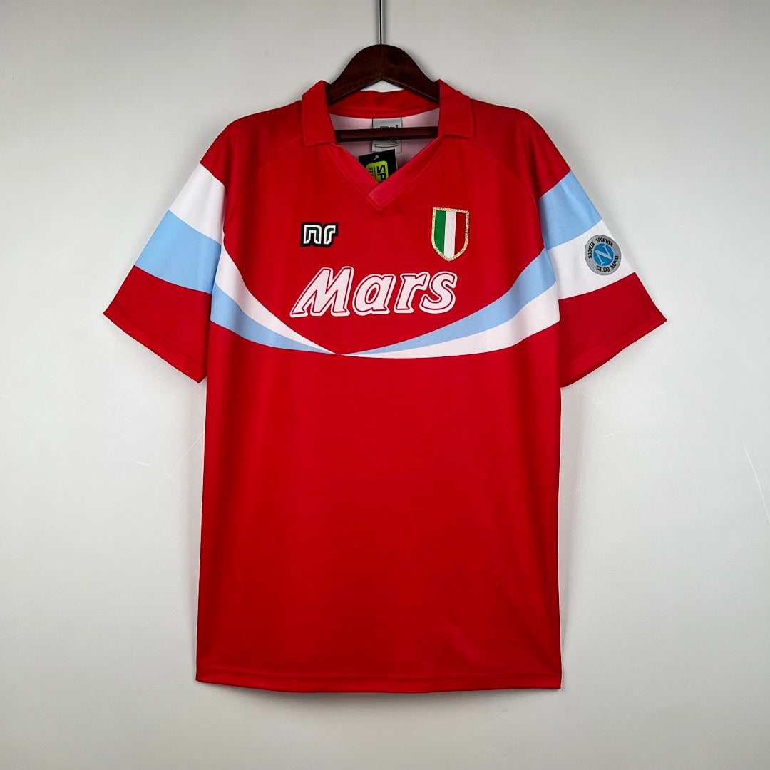 Camiseta Retro SSC Napoli Visita Roja y Gris Claro 90/91 - frente