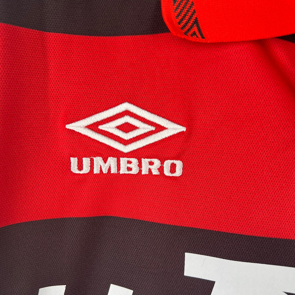 Camiseta Retro Flamengo Local Roja y Rosada 1990 - espalda