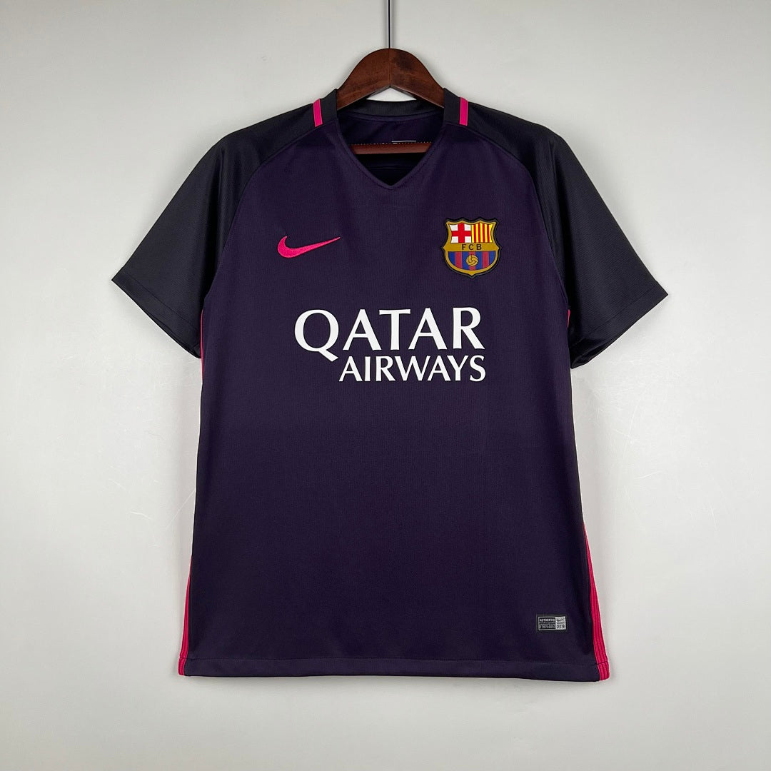 Camiseta Retro FC Barcelona Visita Negra y Gris Claro 16/17 - frente