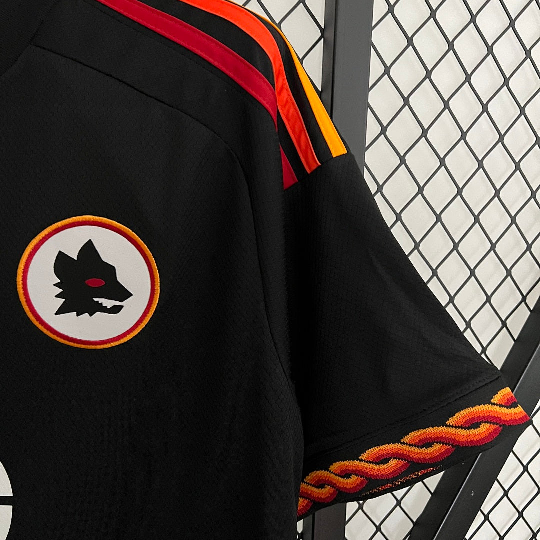 Camiseta AS Roma Tercera Negra y Burdeos 2023/24 - espalda