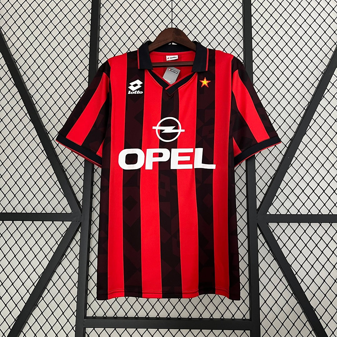 Camiseta Retro AC Milan Local Negra y Roja 88/89 - frente