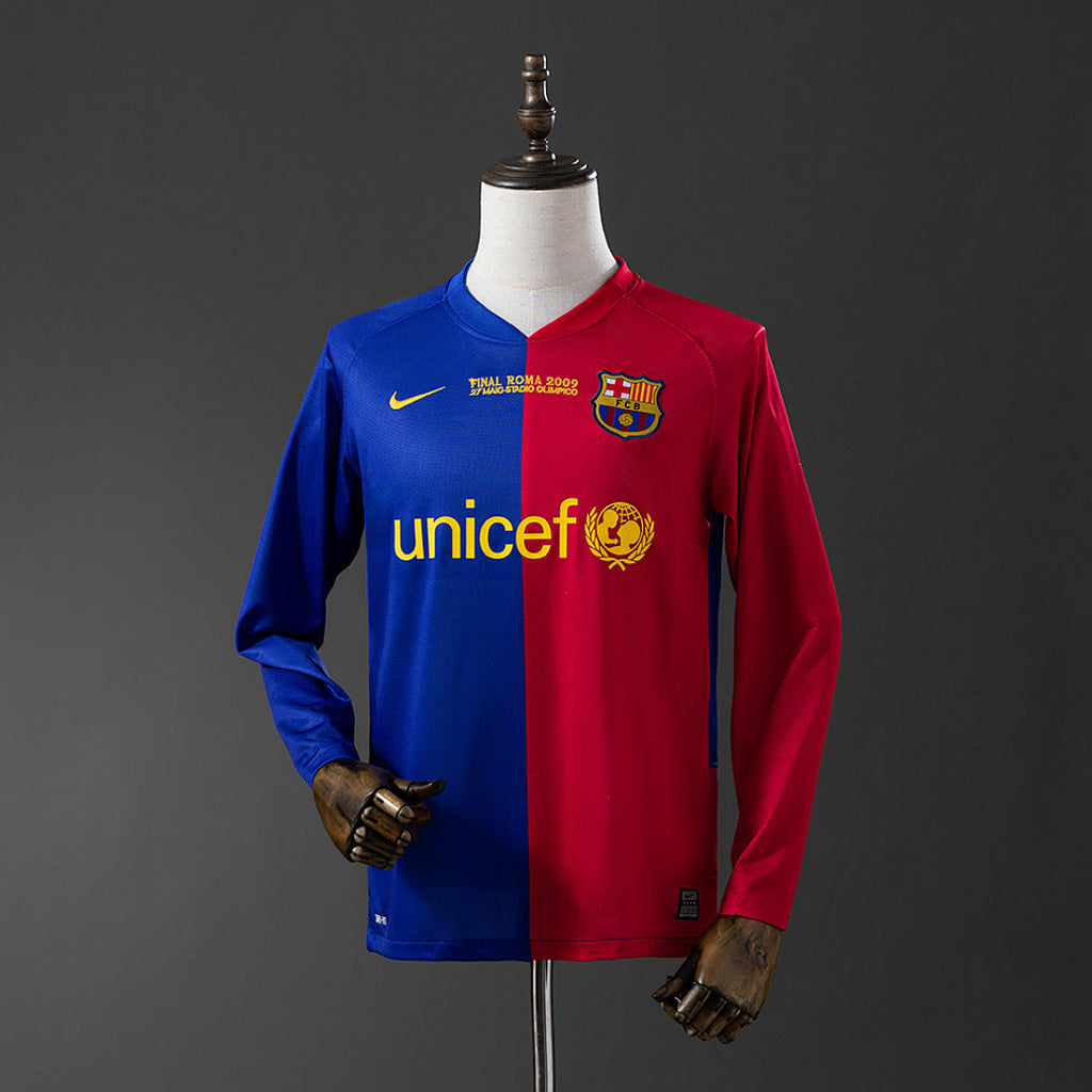 Camiseta Retro FC Barcelona Local Champions League Manga Larga 08/09 - frente