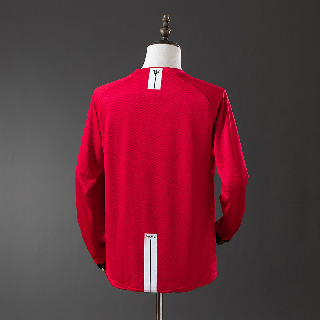 Camiseta Retro Manchester United Local Champions League Manga Larga 07/08 - espalda