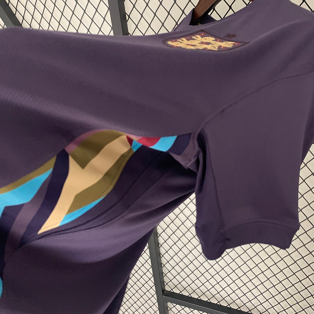 Camiseta Inglaterra Visita Morada y Gris 2024 - espalda
