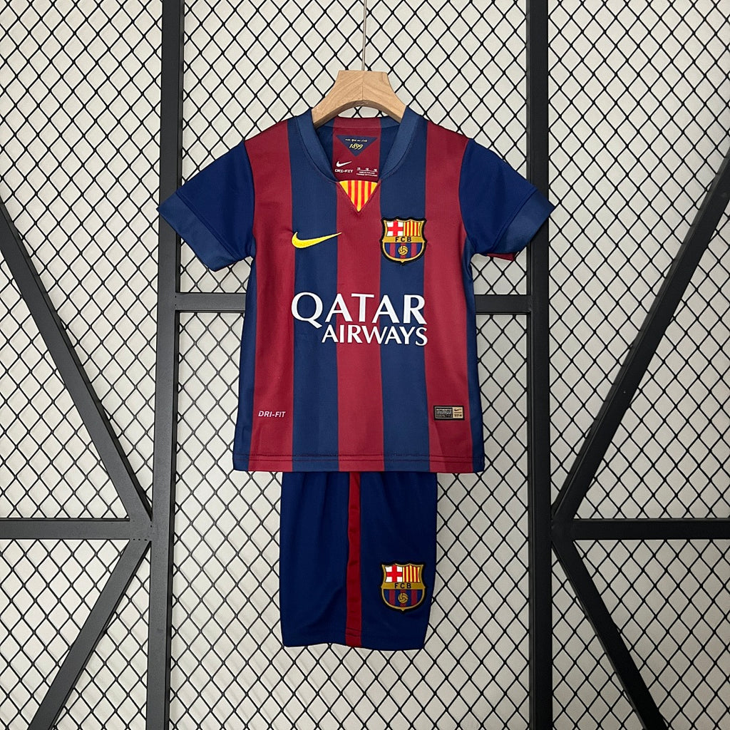 Conjunto Niños FC Barcelona Local Azul Marino y Negra 14/15 - frente