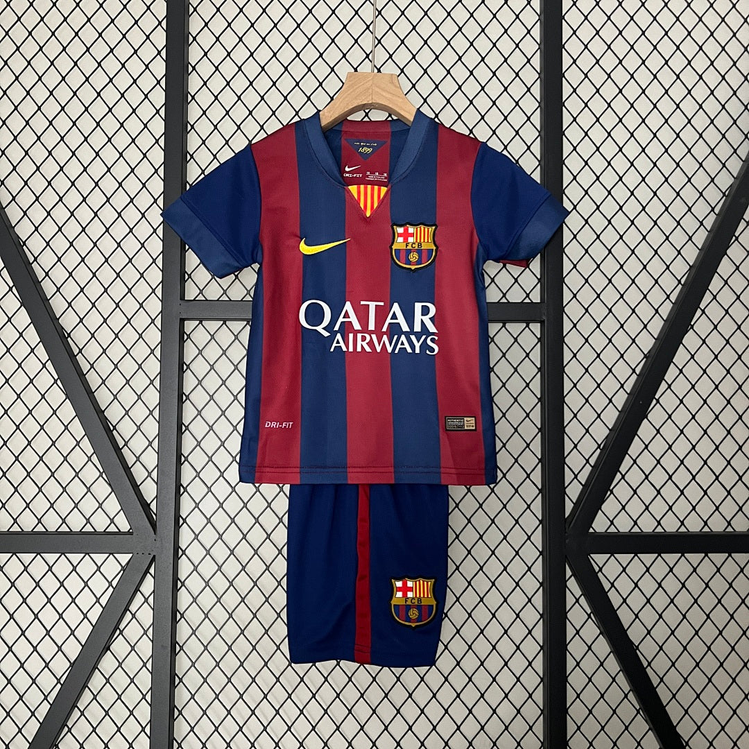 Conjunto Niños FC Barcelona Local Azul Marino y Negra 14/15 - frente