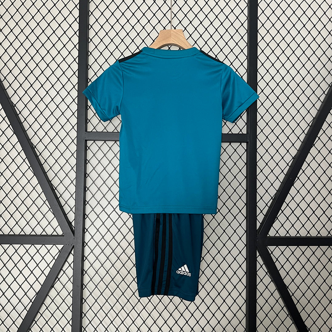 Conjunto Niños Real Madrid Tercera Turquesa y Azul 17/18 - espalda