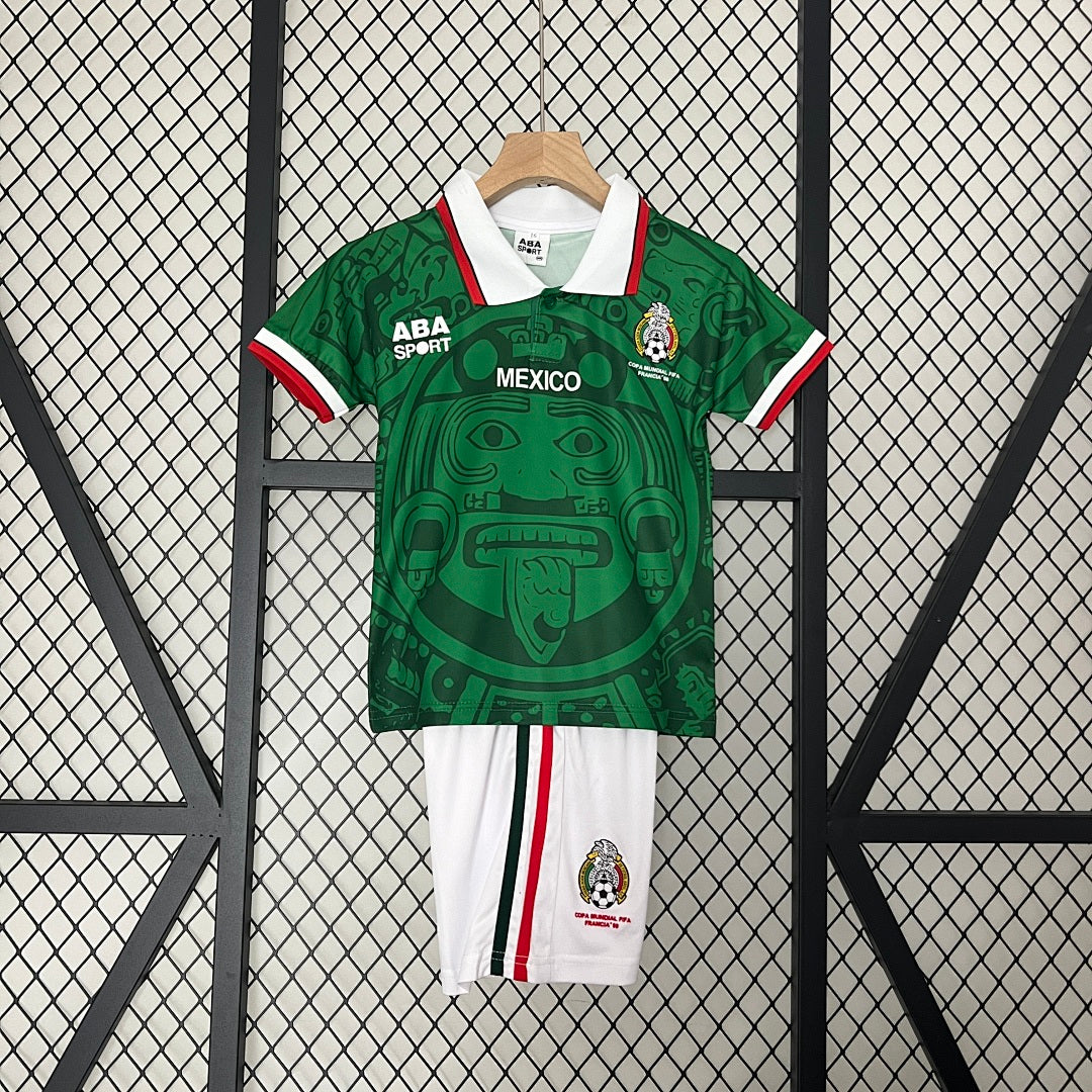 Conjunto Niños México Local Verde Oscuro y Blanca 1998 - frente