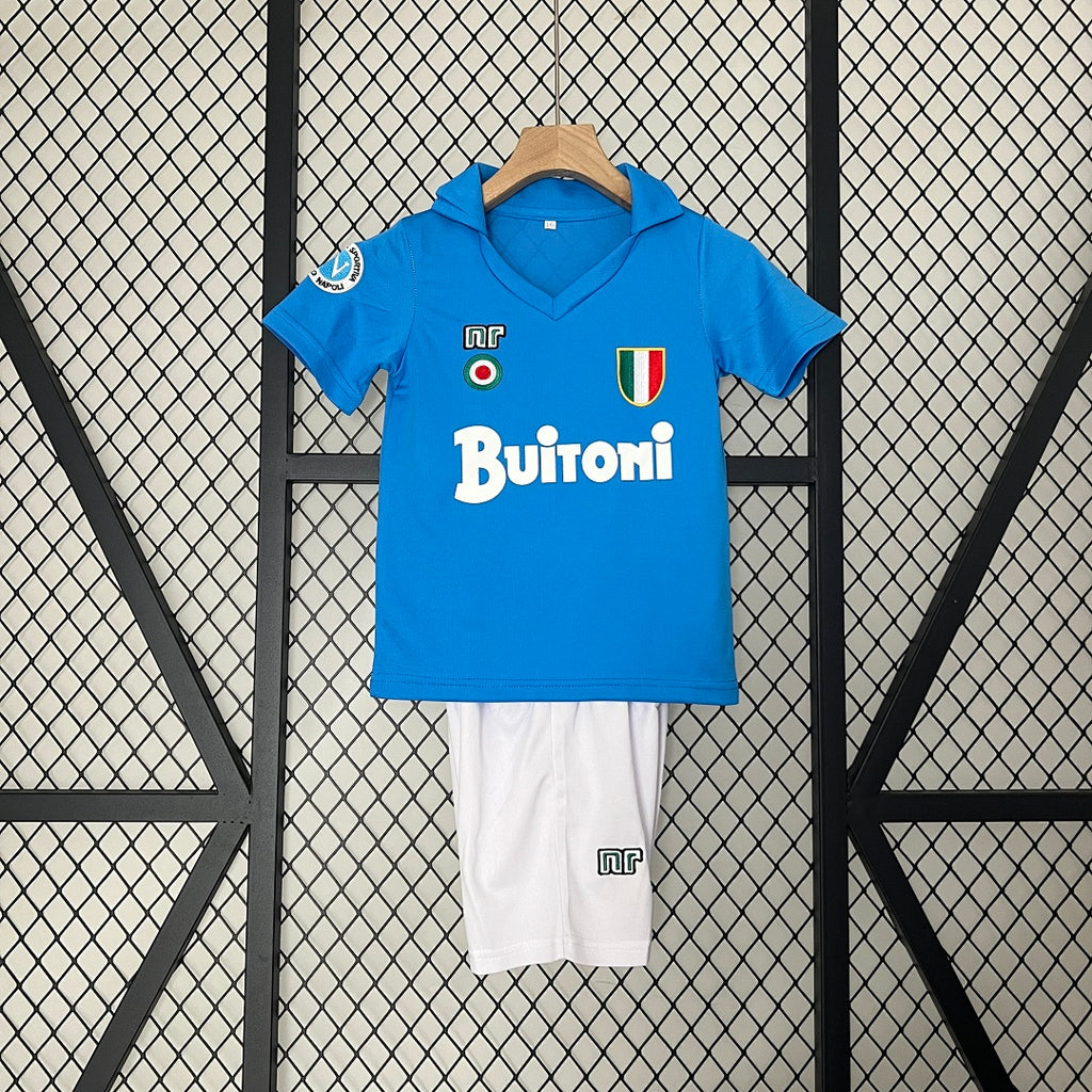 Conjunto Niños SSC Napoli Local Azul y Gris Claro 87/88 - frente
