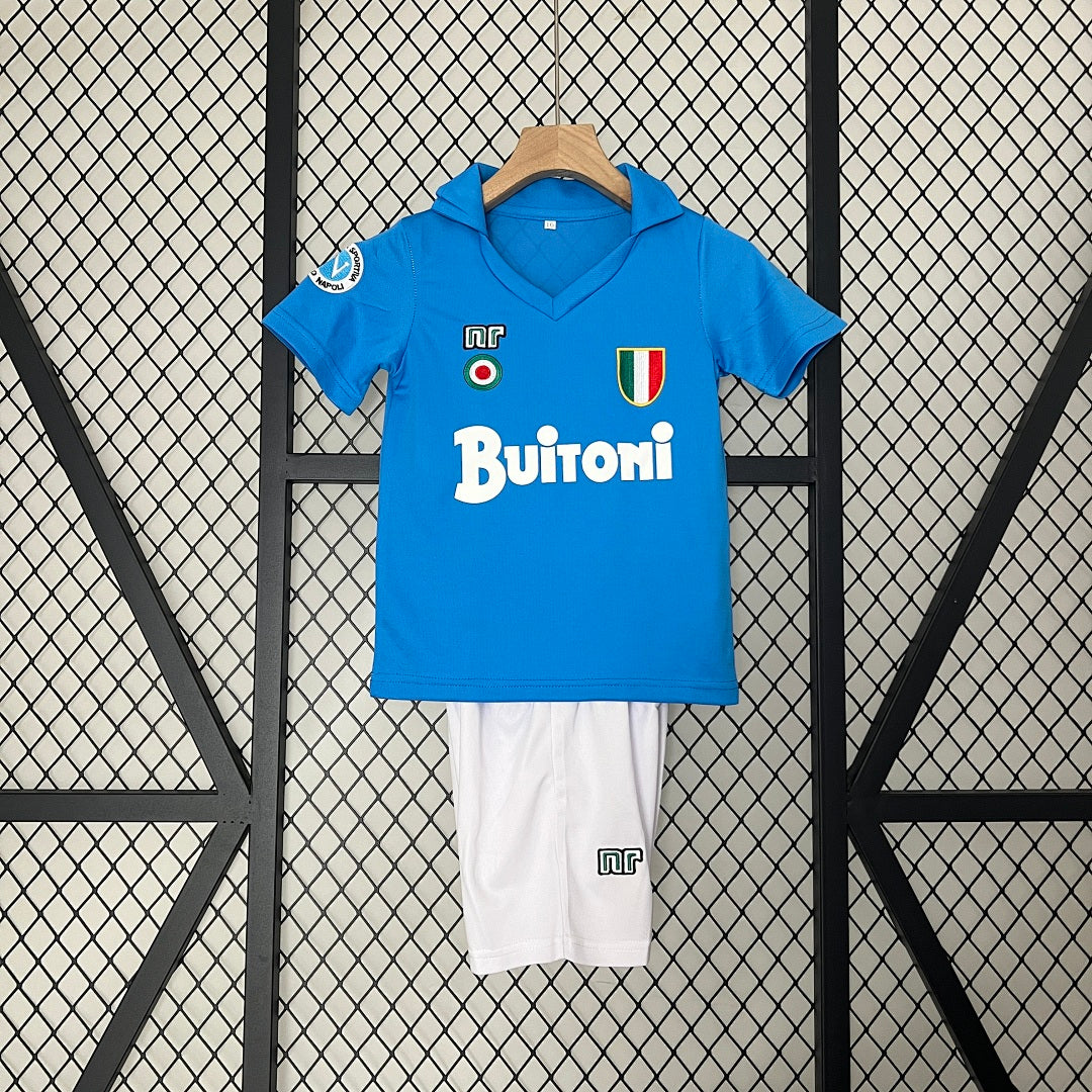 Conjunto Niños SSC Napoli Local Azul y Gris Claro 87/88 - frente