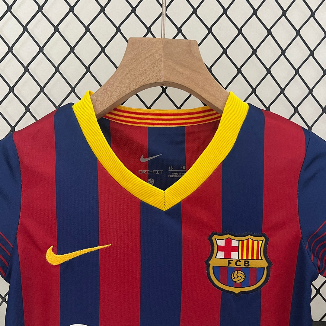 Conjunto Niños FC Barcelona Local Roja y Gris Claro 13/14 - espalda
