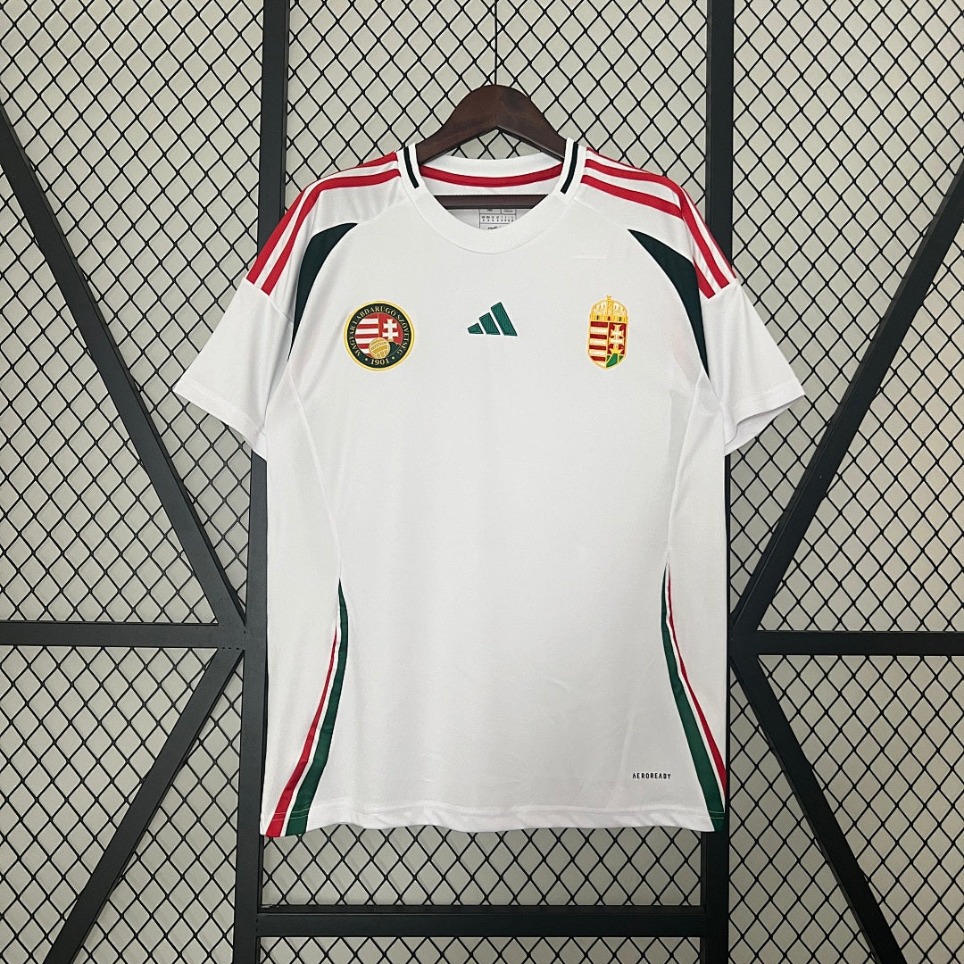 Camiseta Hungría Visita Gris Claro y Naranja 2024 - frente
