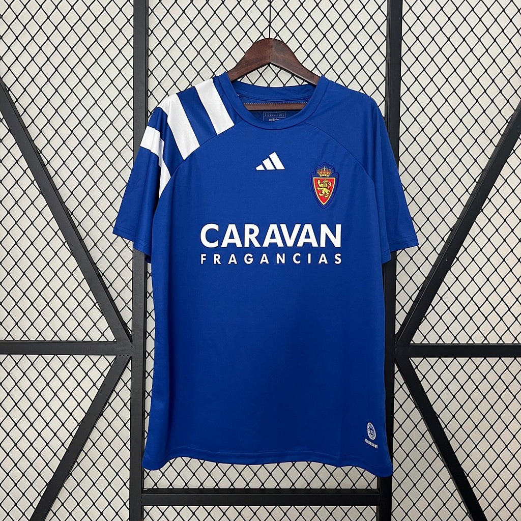 Camiseta Retro Real Zaragoza Local Azul Marino y Azul 92/93 - frente