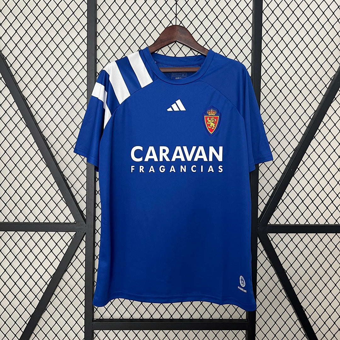 Camiseta Retro Real Zaragoza Local Azul Marino y Azul 92/93 - frente