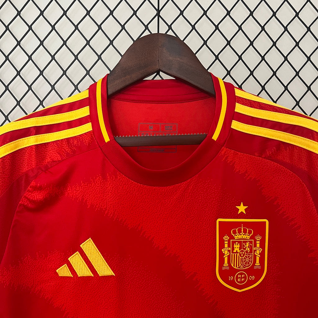 Camiseta España Local Roja y Burdeos 2024 - espalda