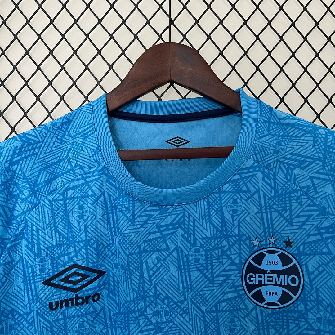 Camiseta Grêmio Portero Azul y Gris Claro 2024/25 - espalda