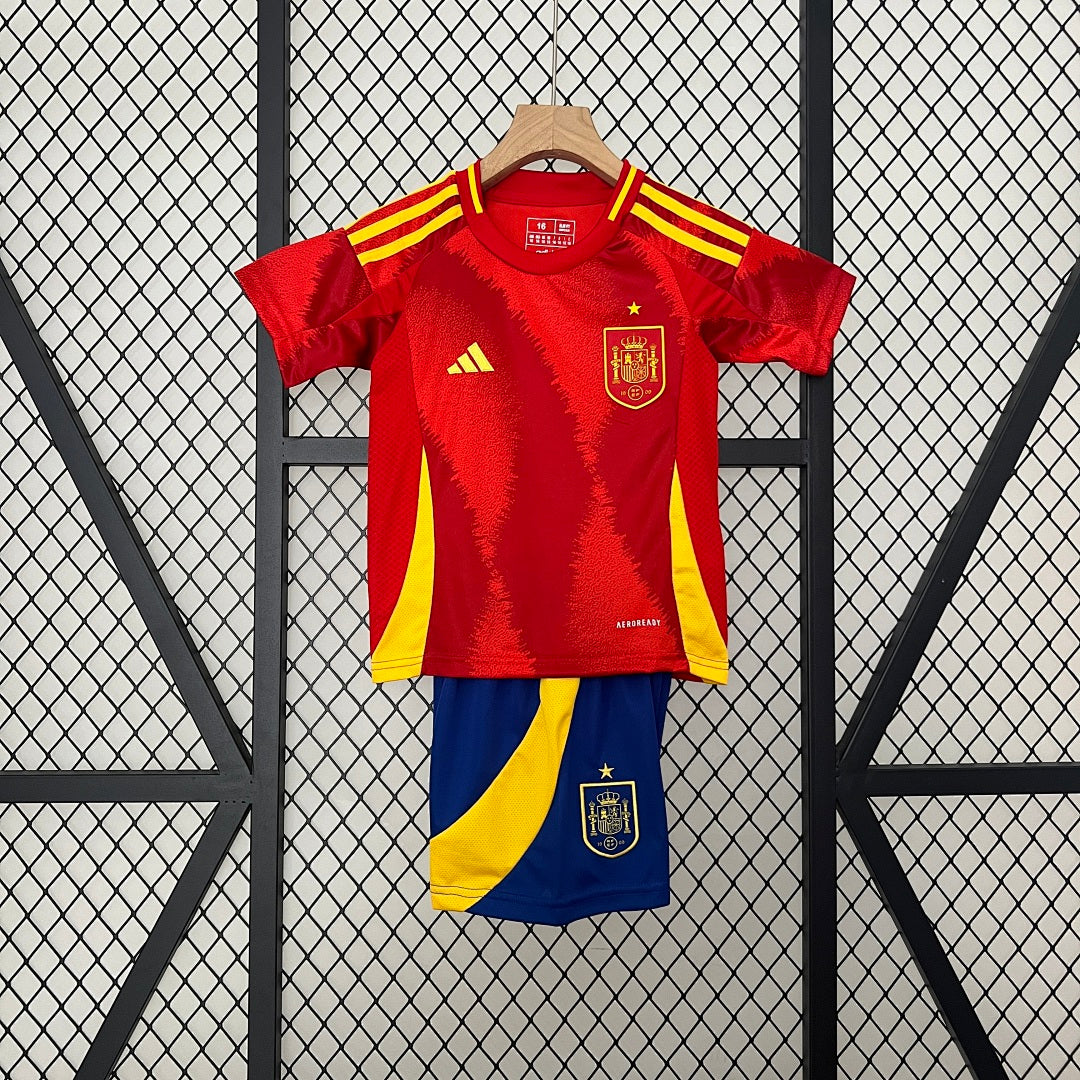Conjunto Niños España Local Roja y Gris 2024 - frente