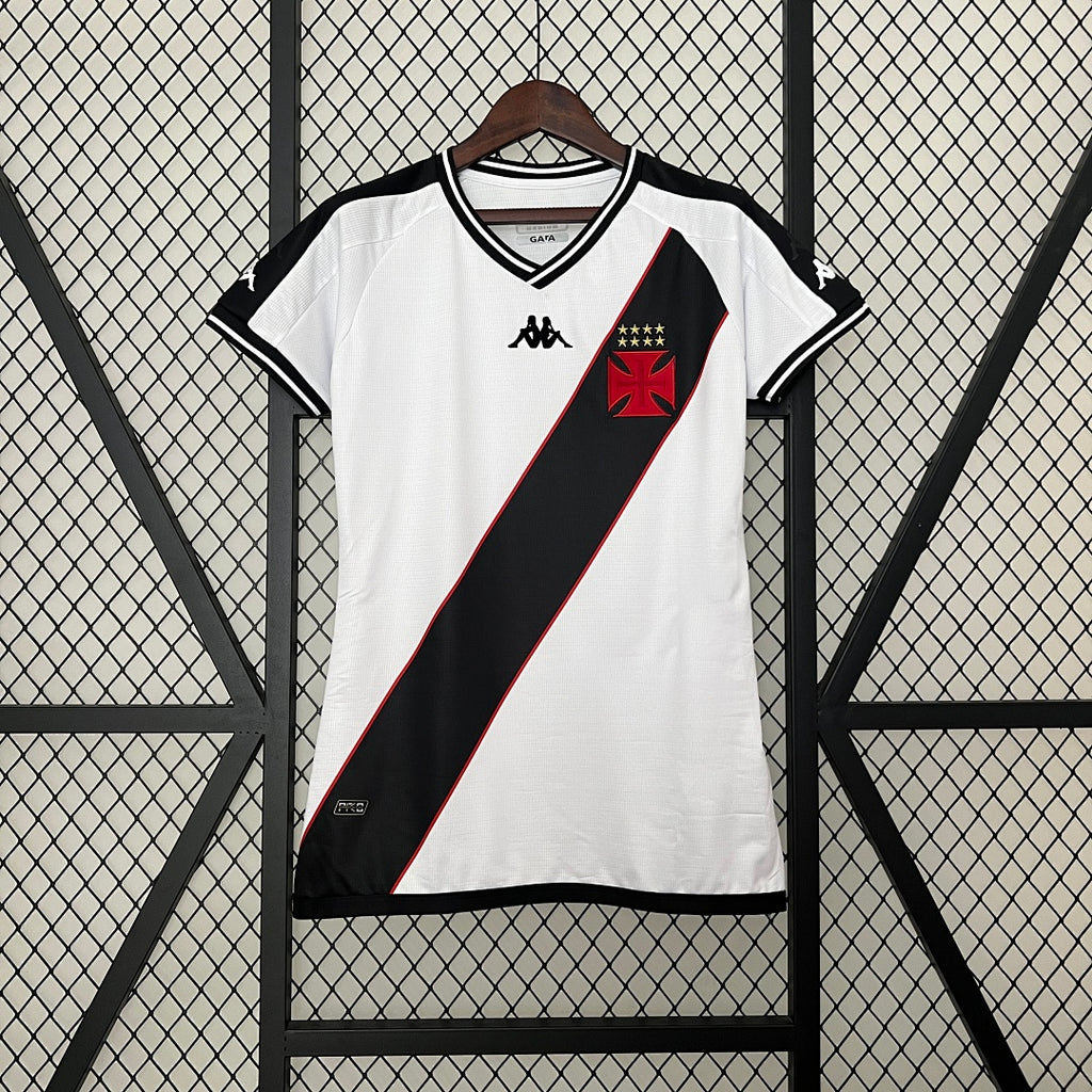 Camiseta Vasco da Gama Visita Blanca y Negra 2024/25 Mujer - frente
