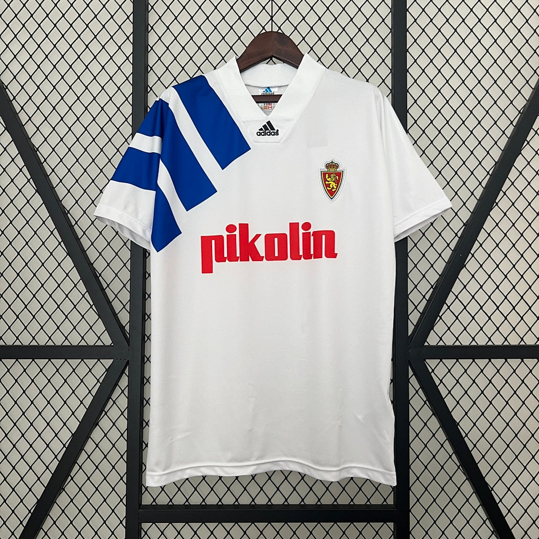 Camiseta Retro Real Zaragoza Local Gris Claro y Gris 92/93 - frente