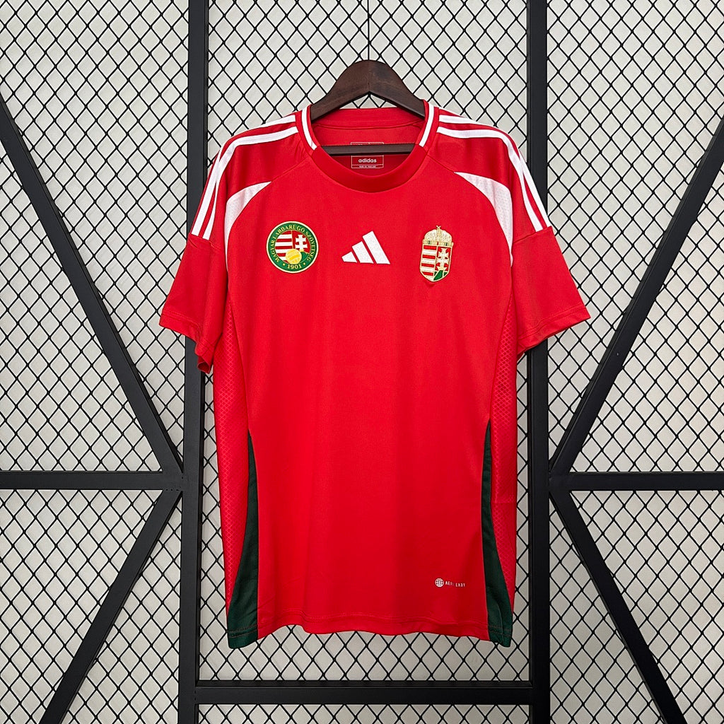 Camiseta Hungría Local Roja y Gris 2024 - frente