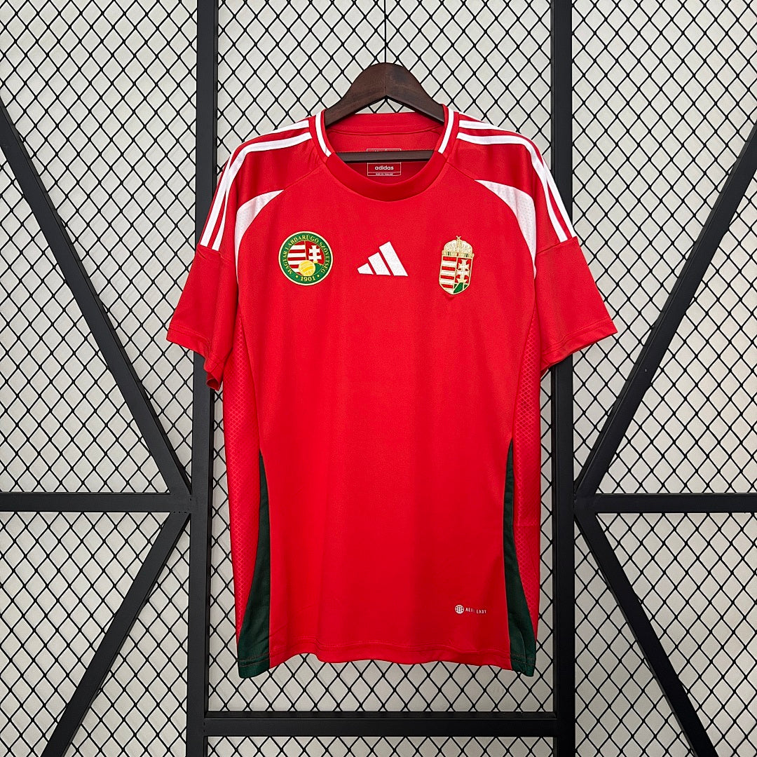 Camiseta Hungría Local Roja y Gris 2024 - frente