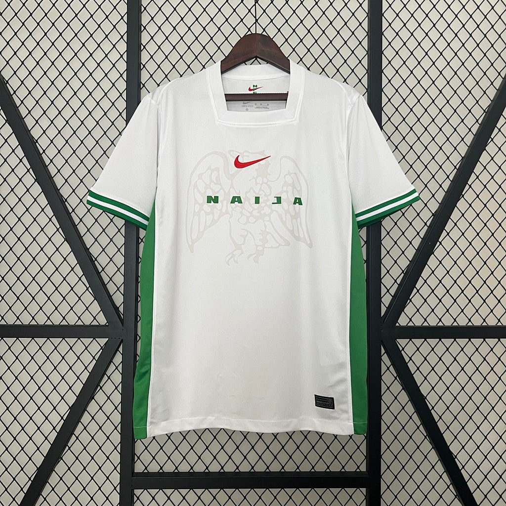 Camiseta Nigeria Local Gris Claro y Verde Oscuro 2024 - frente