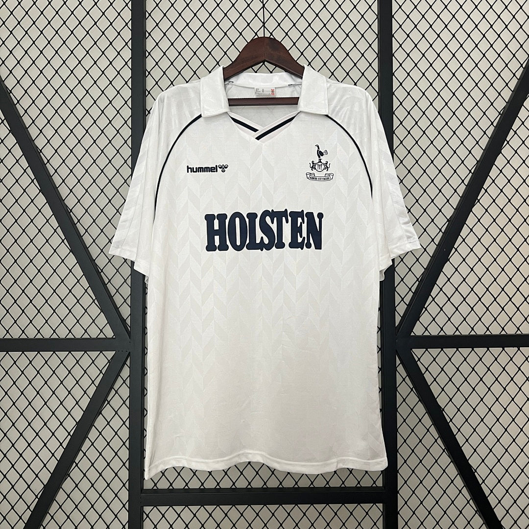 Camiseta Retro Tottenham Hotspur Local Gris Claro y Negra 87/89 - frente