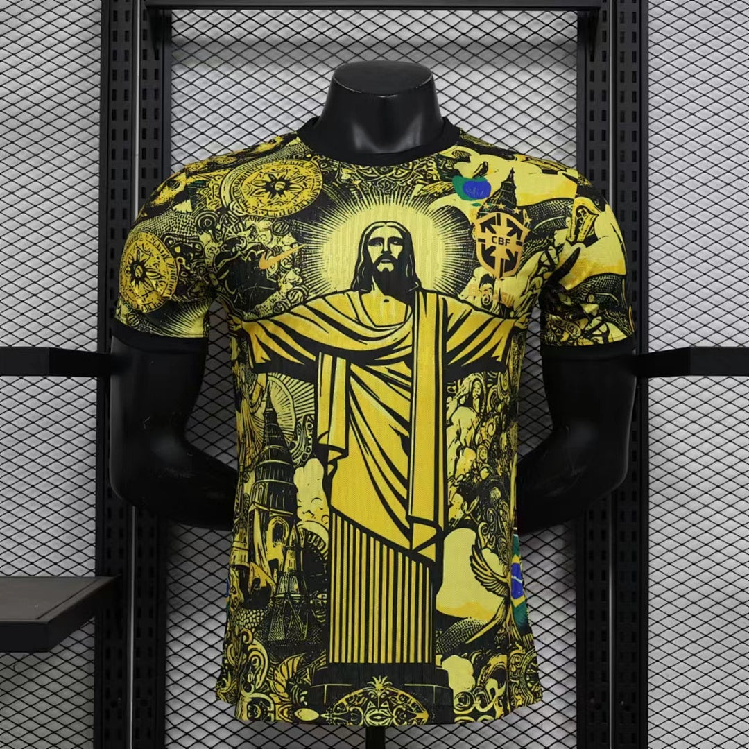 Camiseta Brasil Negra y Amarilla Edición Especial 2024 Versión Jugador - frente