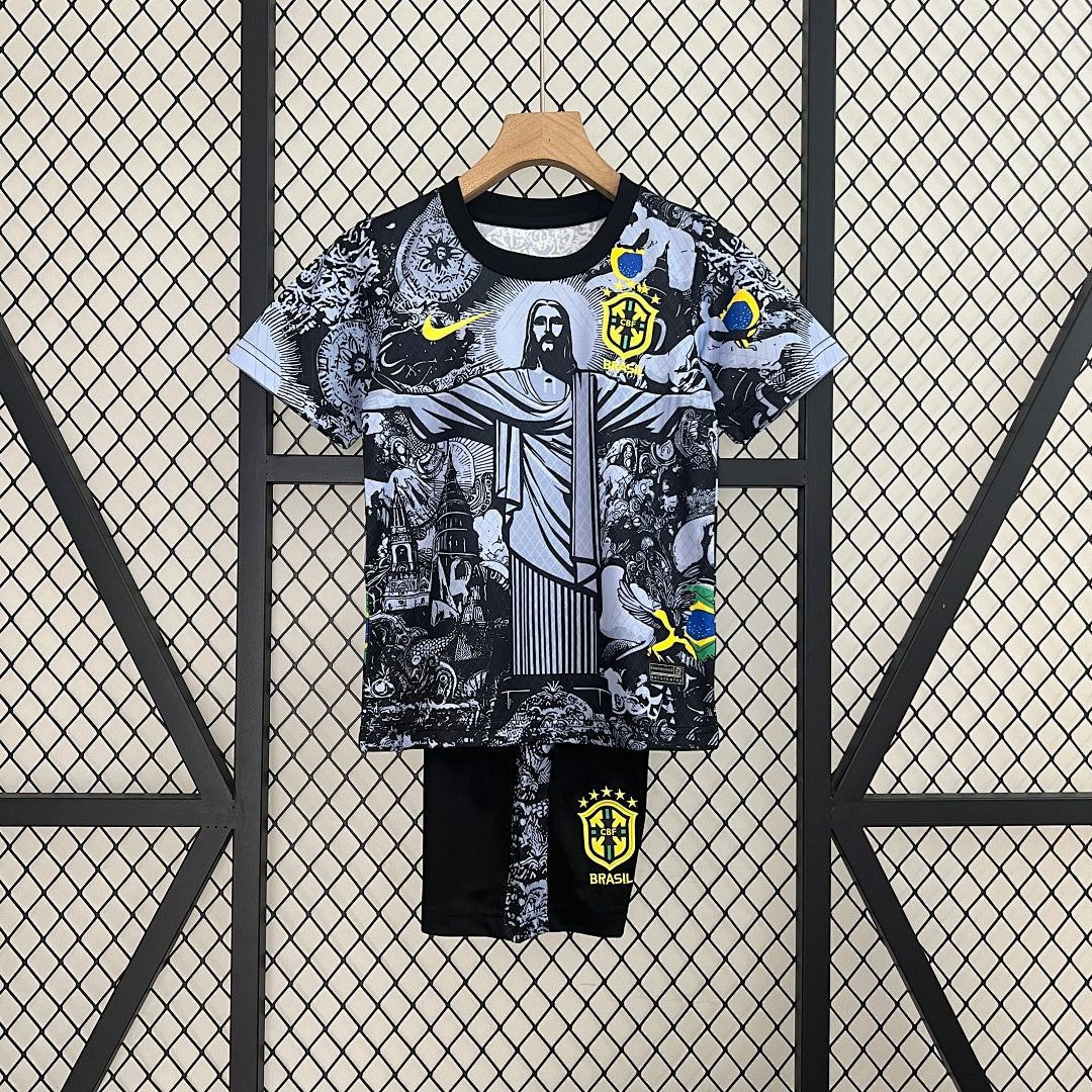 Conjunto Niños Brasil Negra y Gris Claro Edición Especial 2024 - frente