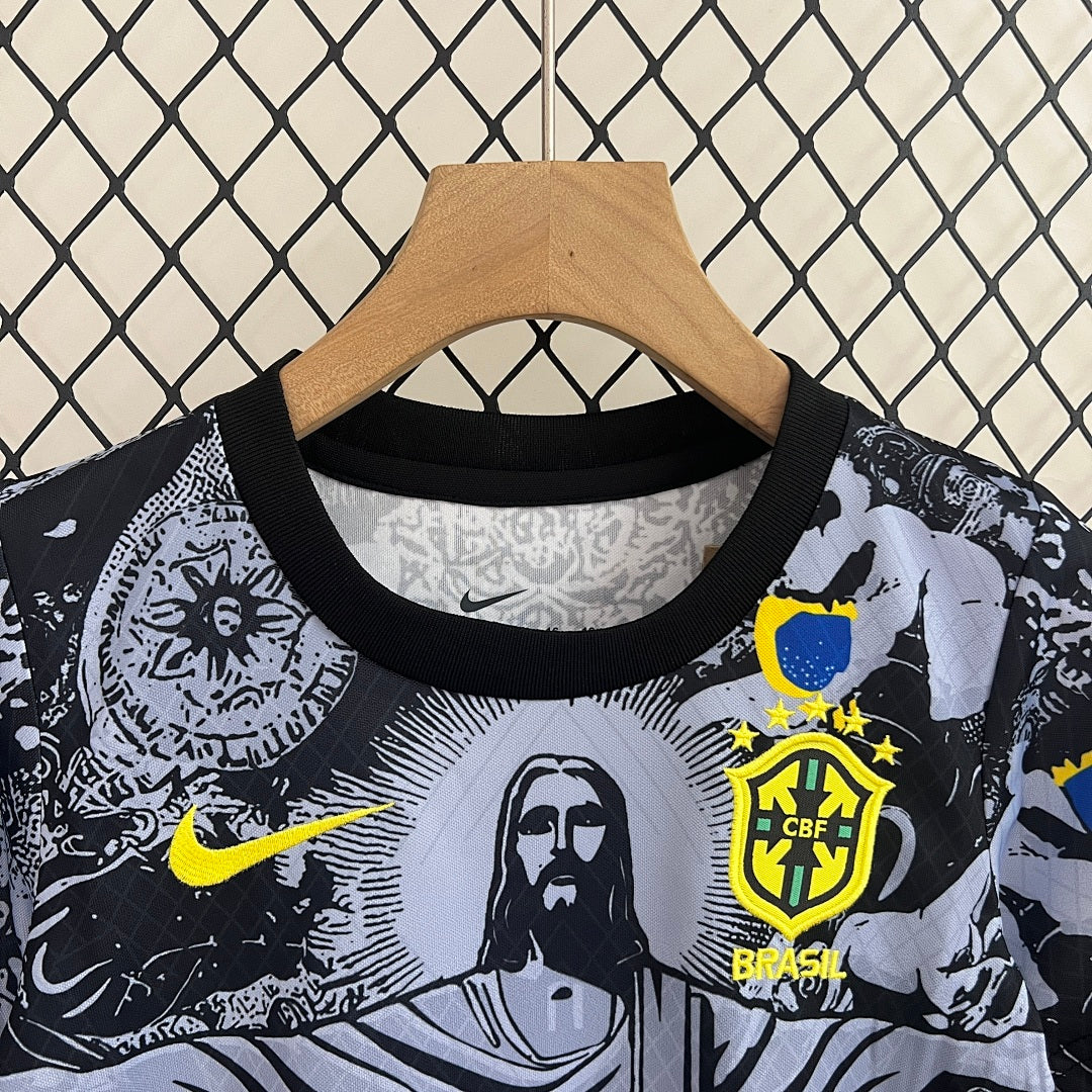 Conjunto Niños Brasil Negra y Gris Claro Edición Especial 2024 - espalda