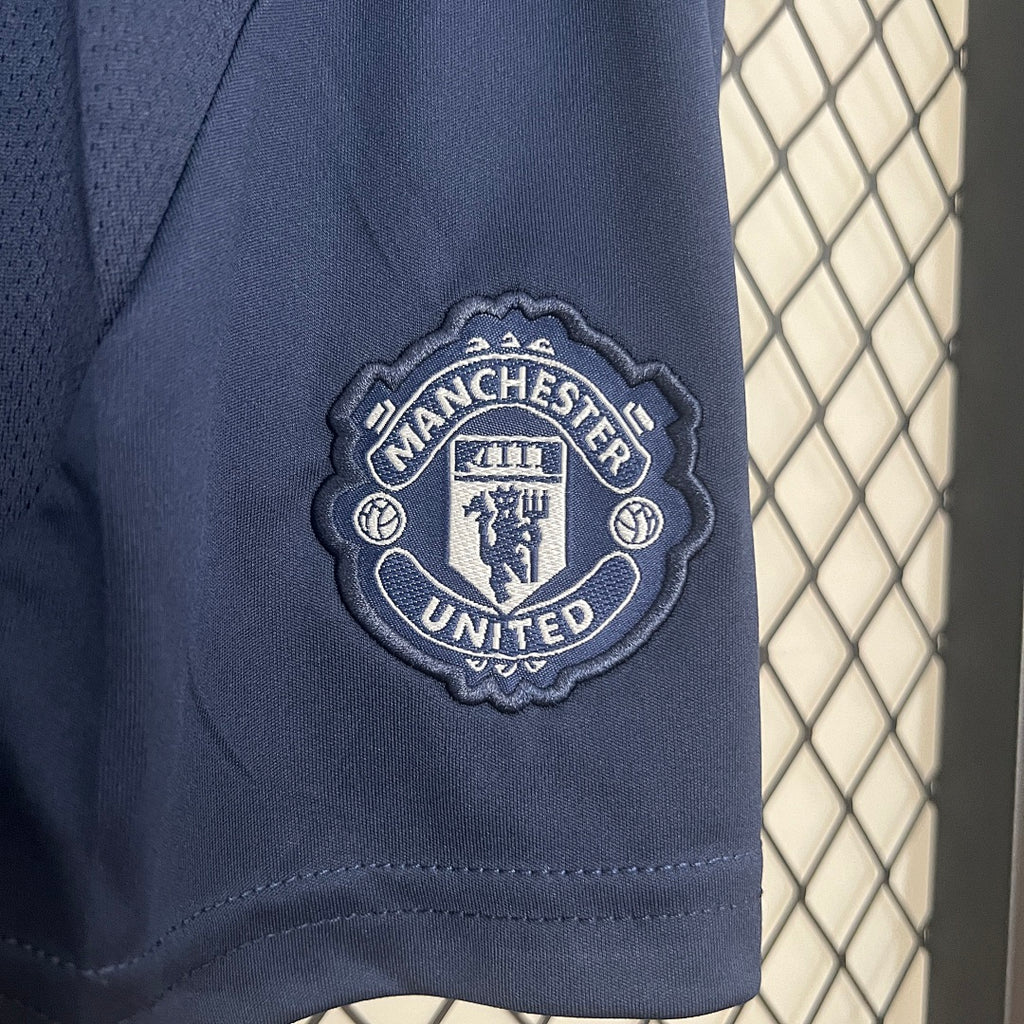 Conjunto Niños Manchester United Visita Azul Marino y Gris Claro 2024/25 - espalda