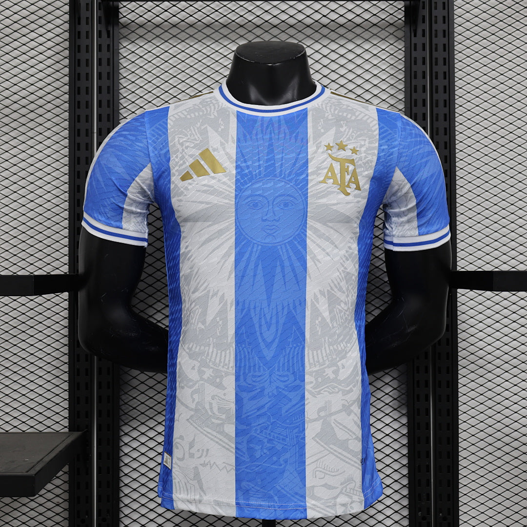 Camiseta Argentina Gris Claro y Azul Marino Edición Especial 2024 Versión Jugador - frente