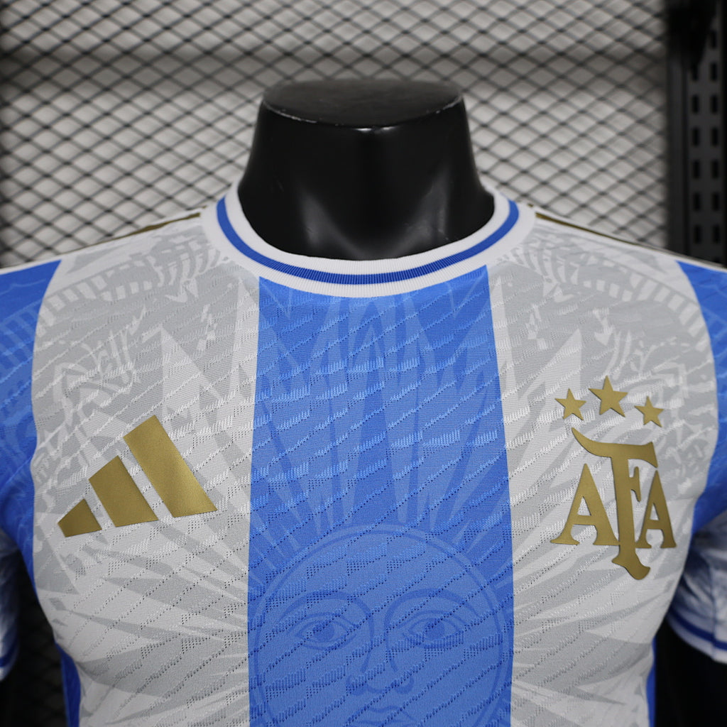 Camiseta Argentina Azul y Gris Claro Edición Especial 2024 Versión Jugador - espalda