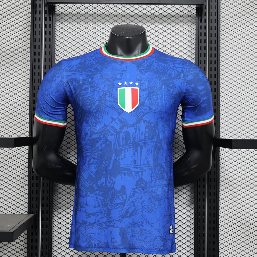 Camiseta Italia Azul y Azul Marino Edición Especial 2024 Versión Jugador - frente