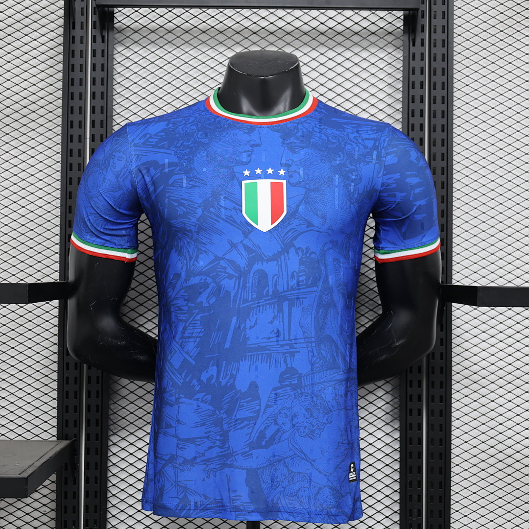 Camiseta Italia Azul y Azul Marino Edición Especial 2024 Versión Jugador - frente