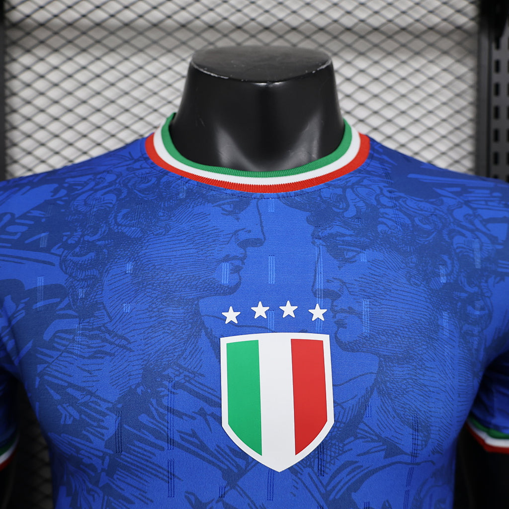 Camiseta Italia Azul y Azul Marino Edición Especial 2024 Versión Jugador - espalda
