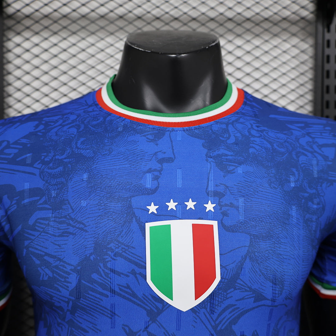 Camiseta Italia Azul y Azul Marino Edición Especial 2024 Versión Jugador - espalda