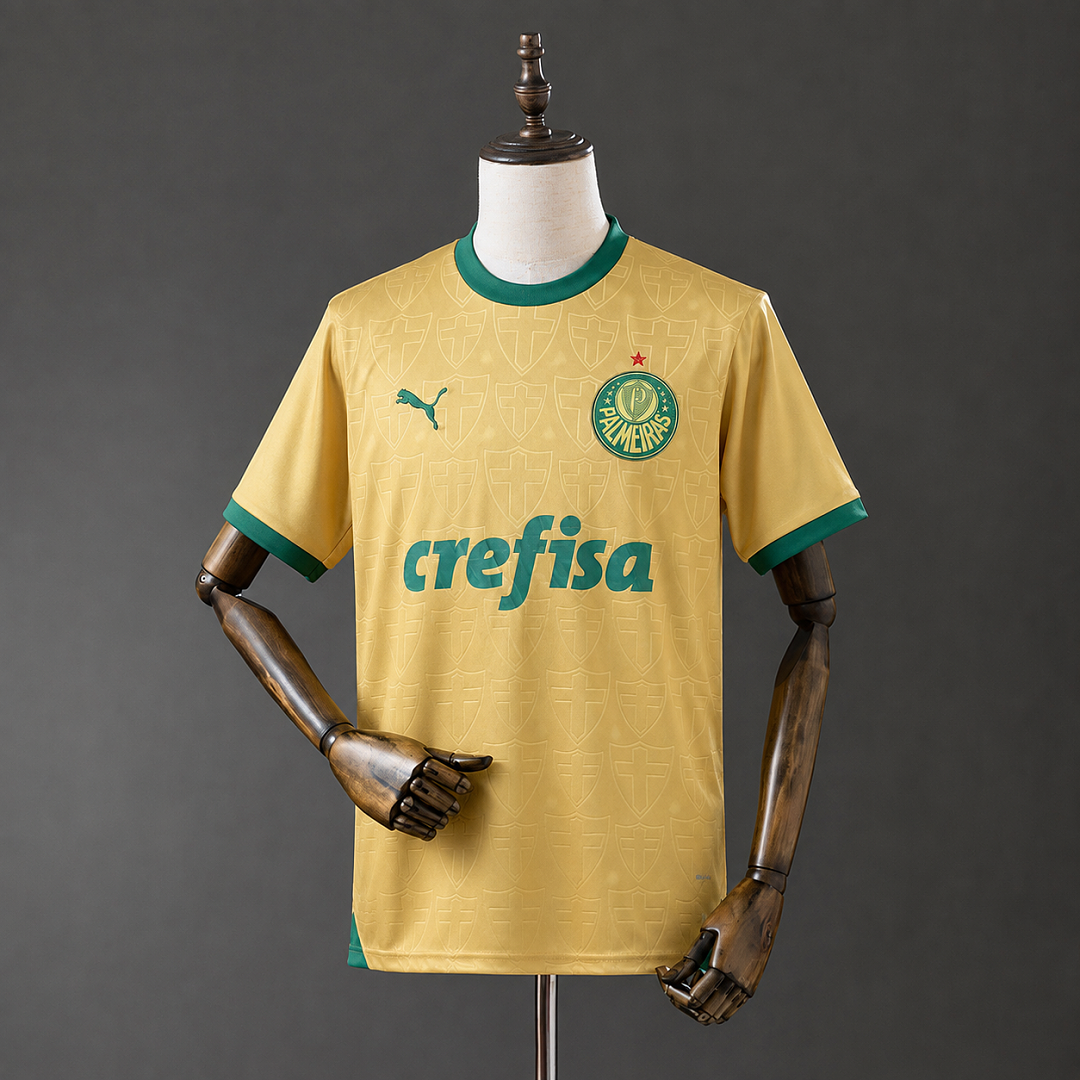 Camiseta Palmeiras Visita Dorada y Gris 2024/25 - frente