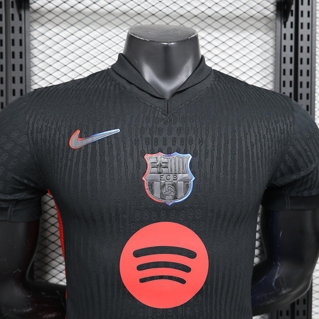 Camiseta FC Barcelona Visita Negra y Gris 2024/25 Versión Jugador - espalda